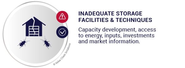 Inadequate storage facilities and techniques.